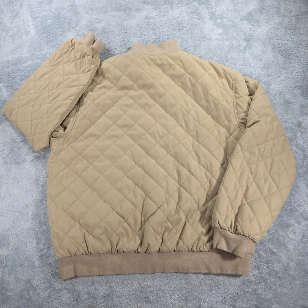 Polo Golf Ralph Lauren Quilted Bomber Jacket Tan XL Mens Houndstooth Lining